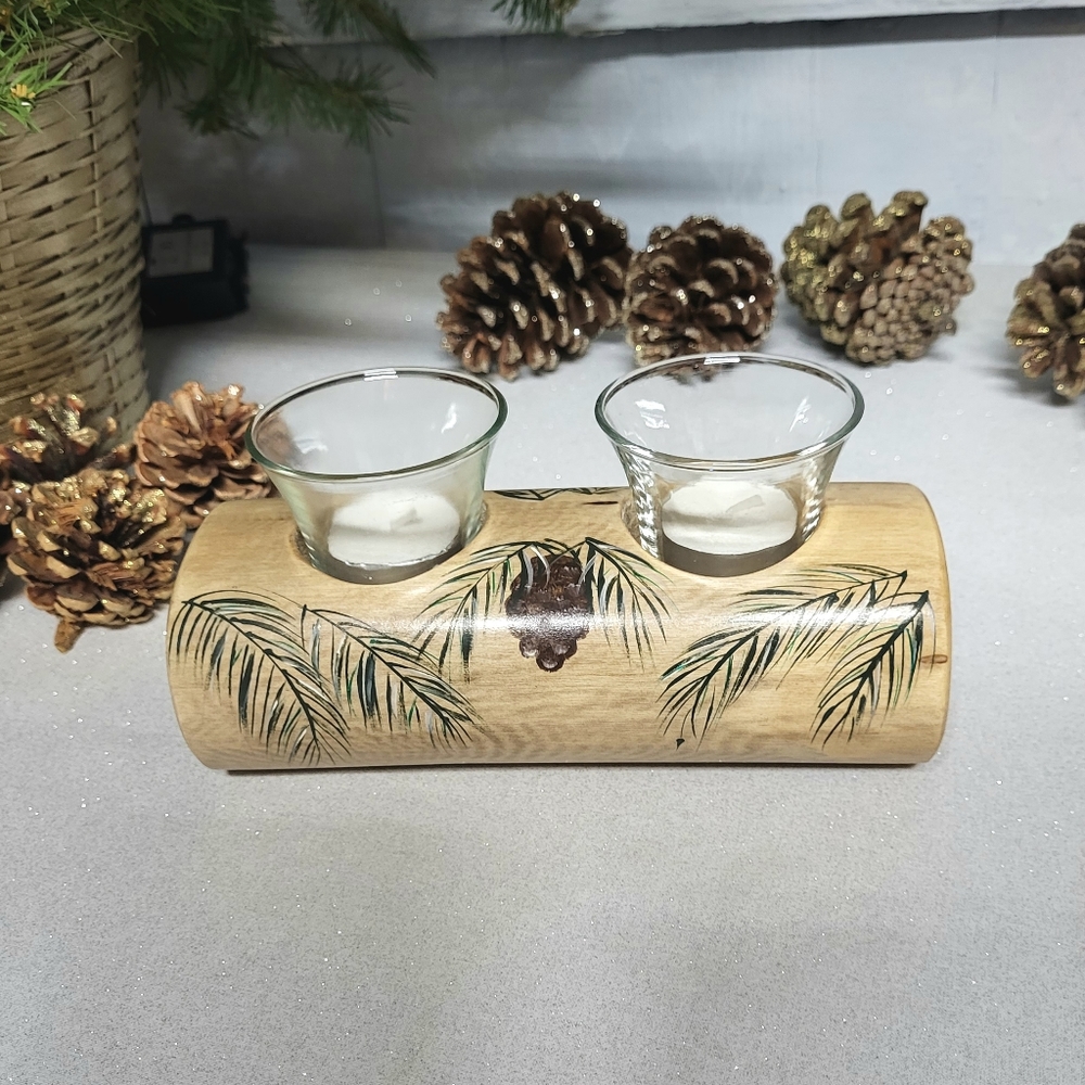 🌲 Tealight Log Candle Holder